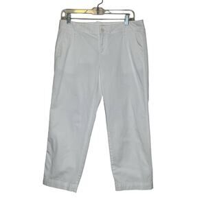 LOFT white cropped flat front casual pants size 4